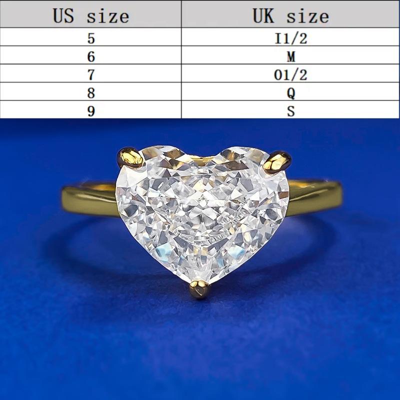 S925 Sterling Silver Ice Flower cut fat heart ring 10*8mm 8A cubic zirconia ring fashion jewelry accessory woman girl promise ring Springtok-354(35%)