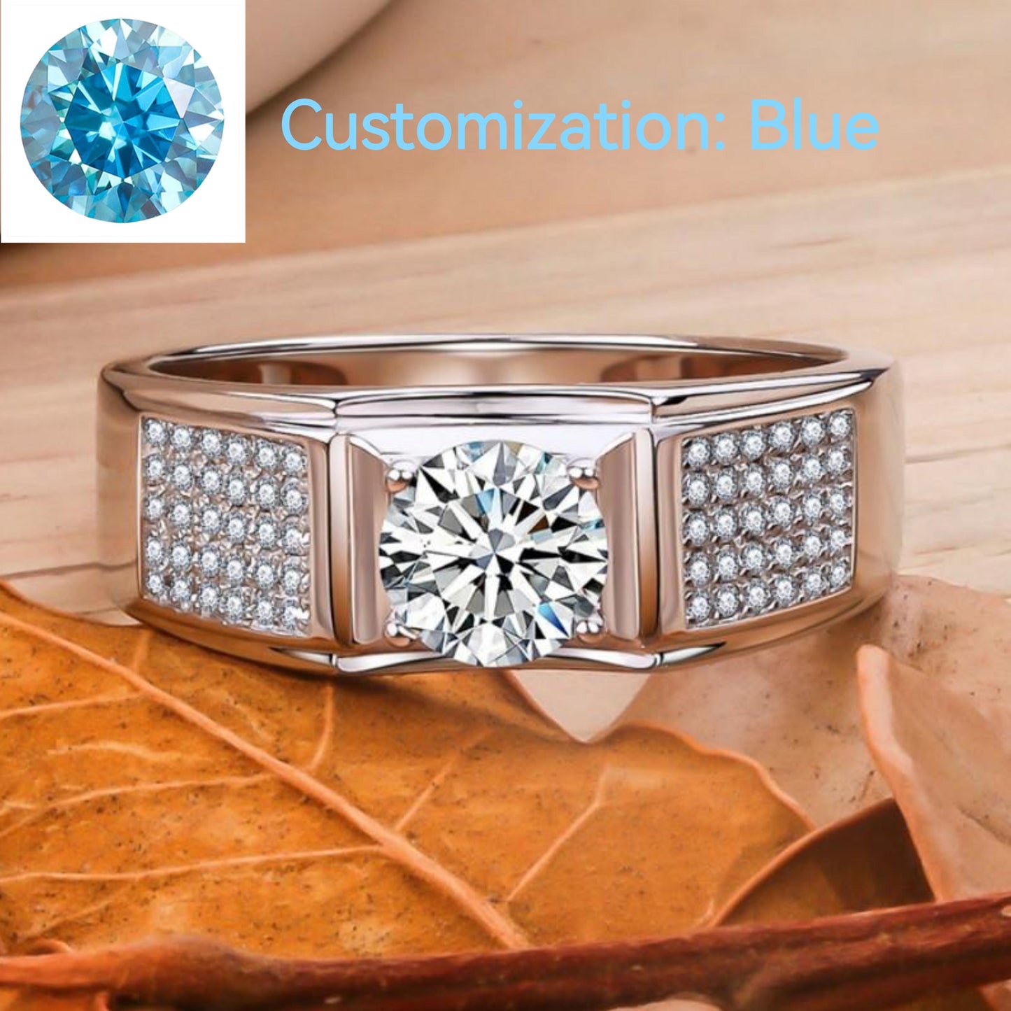 NO.158 Synthetic Moissanite Sterling Silver Little Starry Ring Couple Ring fashion jewelry accessory promise ring Springtok Men's Ring