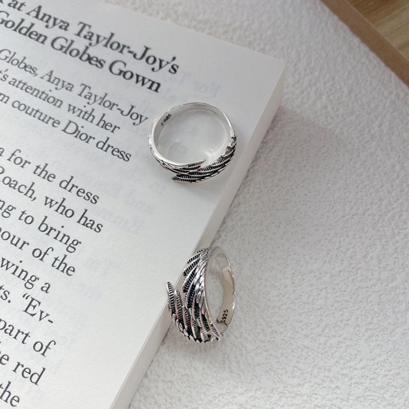 S925 Sterling Silver Vintage Angel Wings Couple Ring -547 weddingring(45%)