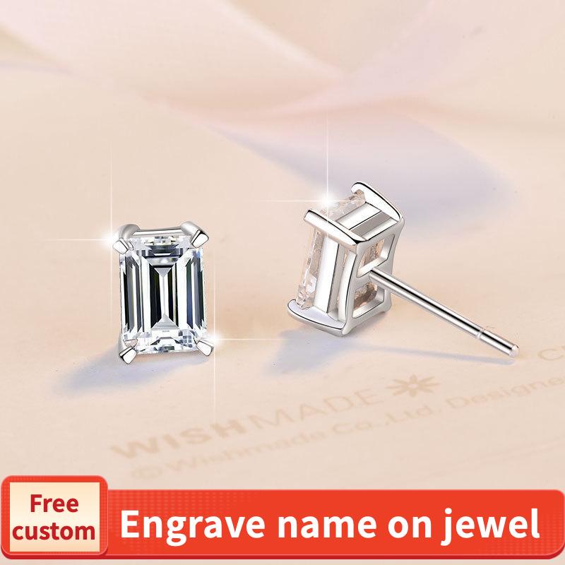 S925 Sterling Silver Grandma Cut Earrings Earrings Synthetic Moissanite Daily Life Earrings(35%)-621