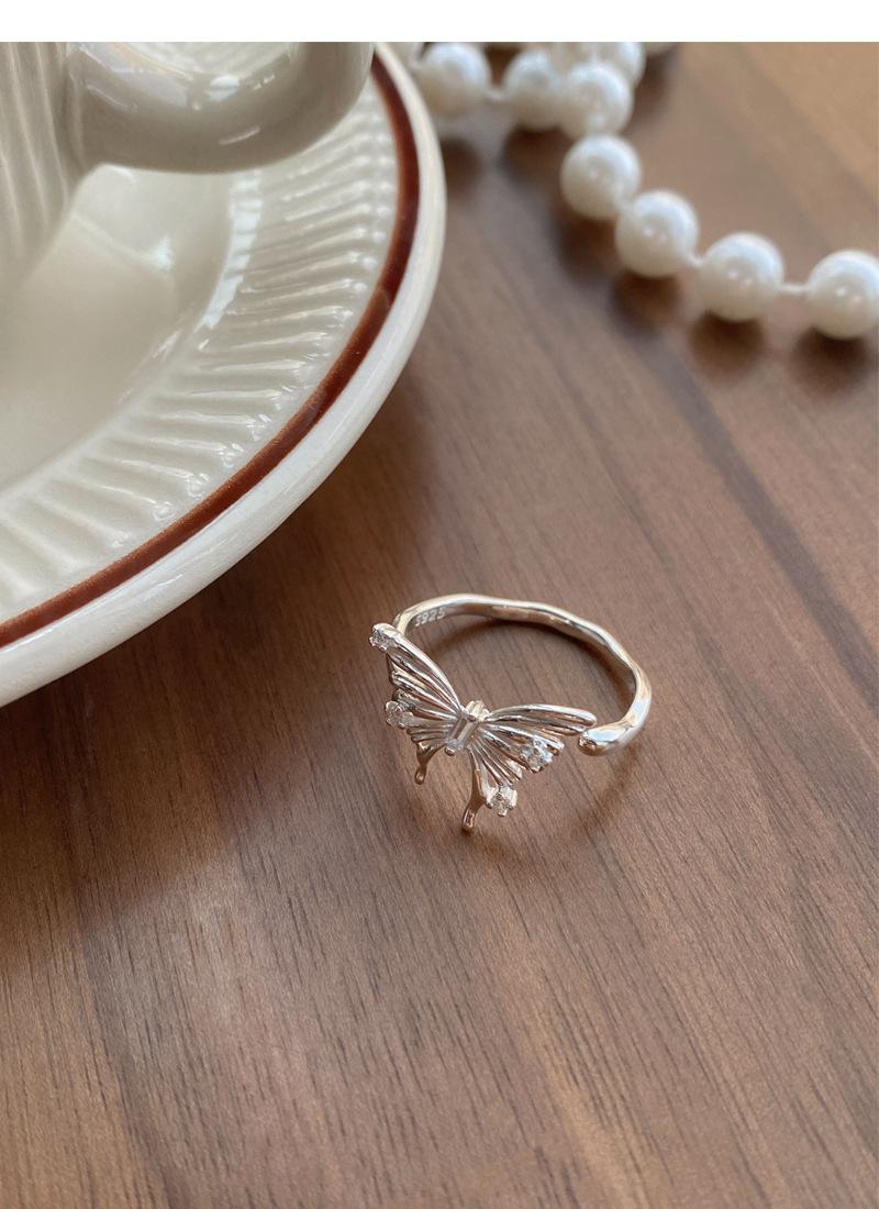 925 Sterling Silver Irregular Three-Dimensional Butterfly Ring for Women Open Ring -523(45%)