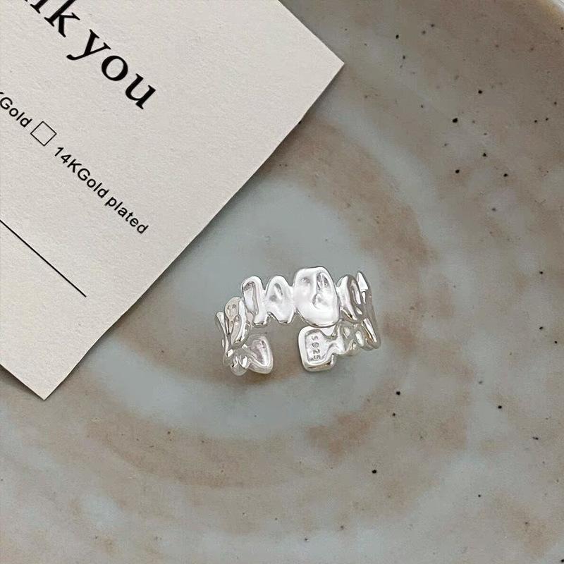 S925 Sterling Silver Irregular Ring Women casual Open Finger Ring -546(45%)