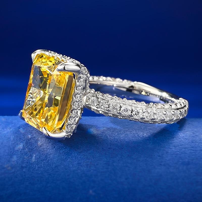 S925 Sterling Silver Ice Flower Cut High Carbon Ring 10*12 8A Cubic Zirconia Ring fashion jewelry accessory woman girl promise ring-227(35%)