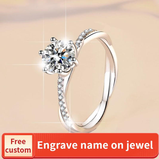 S925 Sterling Silver Love Interwoven Ring Synthetic Moissanite Ring fashion jewelry accessory woman girl promise ring-193(35%)