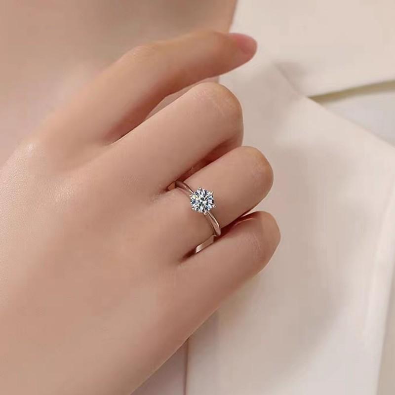 S925 Sterling Silver Pink Synthetic Moissanite Six-claws Ring 1/2/3/5 Carats-235(35%)