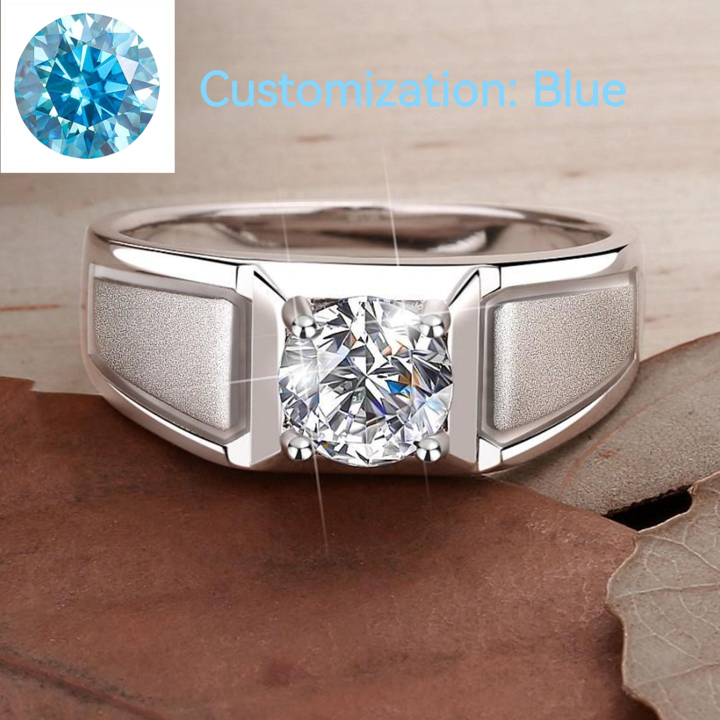 NO.154 S925 Sterling Silver Frosted Ring Crown Synthetic Moissanite fashion jewelry accessory  promise ring Springtok Men's Ring