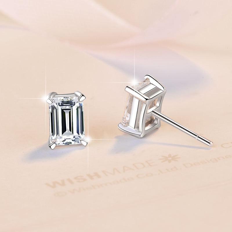 NO.164 S925 Sterling Silver Grandma Cut Earrings Earrings Synthetic Moissanite Glittering daily life Earrings Springtok