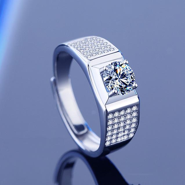 NO.158 Synthetic Moissanite Sterling Silver Little Starry Ring Couple Ring fashion jewelry accessory promise ring Springtok Men's Ring