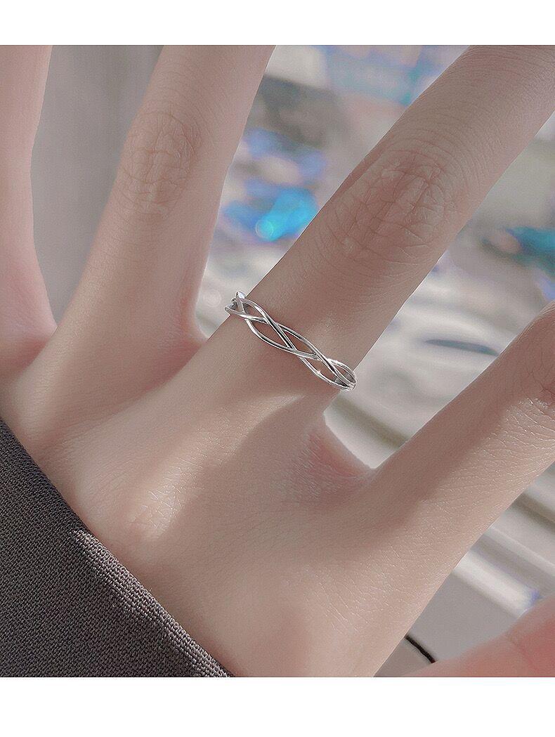 S925 Sterling Silver Plain Circle Geometric Line Winding Ring Female-538(45%)
