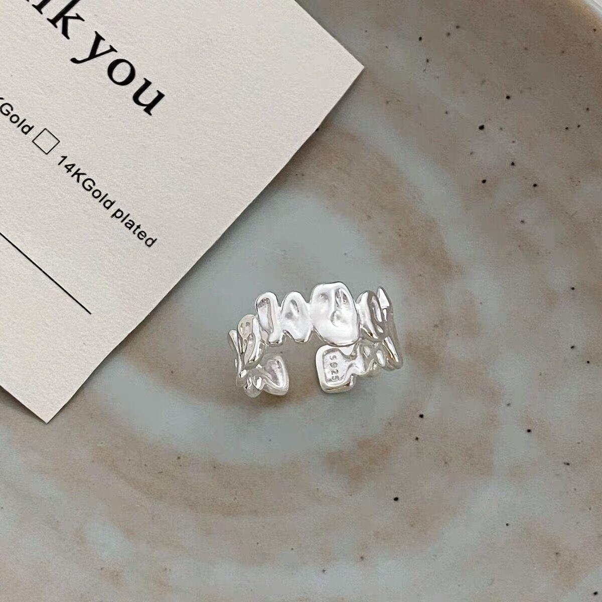 S925 Sterling Silver Irregular Ring Women casual Open Finger Ring -546(45%)