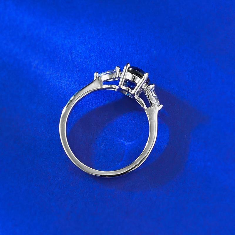 S925 Sterling Silver Oval Cut Ring Red/Blue 6*8mm 6A Cubic Zirconia Ring fashion jewelry accessory woman girl promise ring-271(35%)