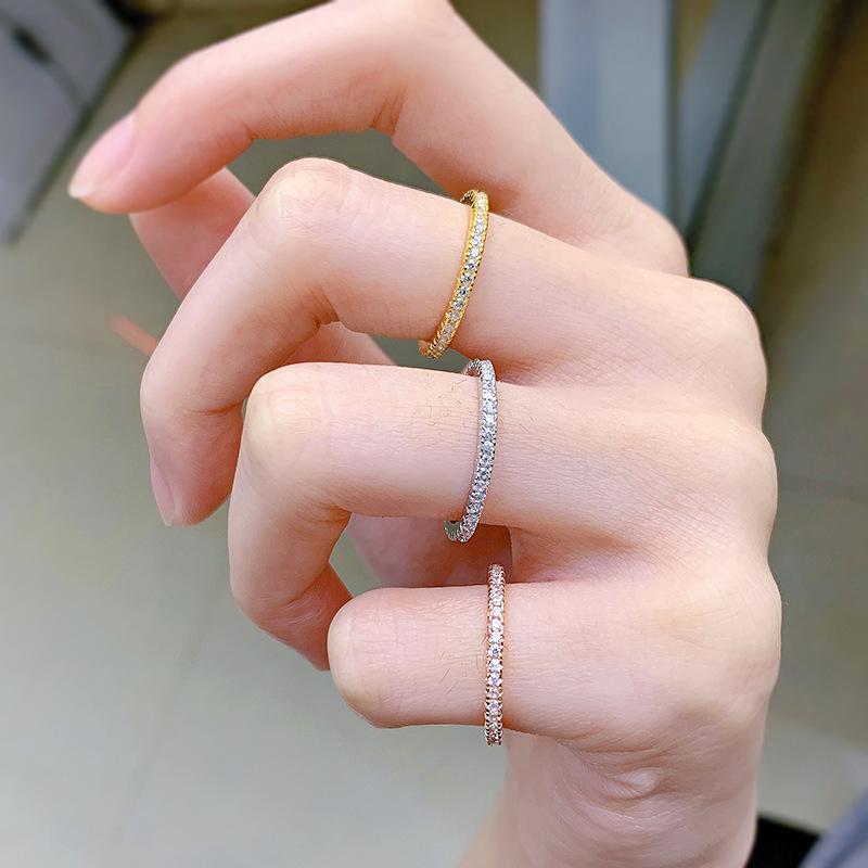 NO.091 S925 Sterling Silver Full Ring 6A Cubic Zirconia Ring fashion jewelry accessory woman girl promise ring Springtok