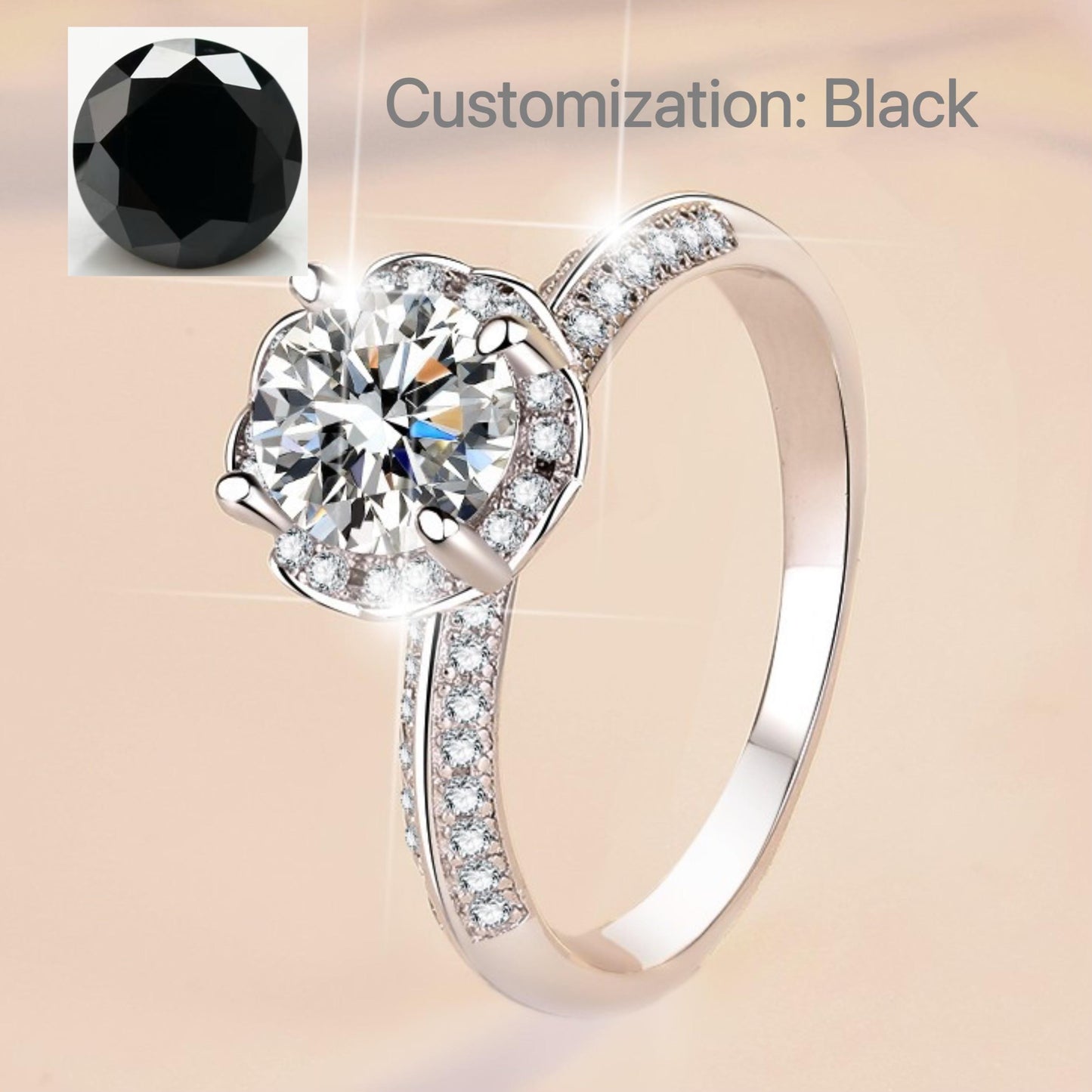 NO.112 S925 Sterling Silver Hold flowers Ring Synthetic Moissanite Ring fashion jewelry accessory woman girl promise ring Springtok