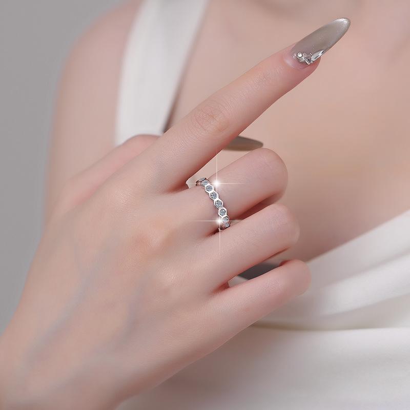 Synthetic Moissanite S925 Sterling Silver Full Band Ring-564(35%)