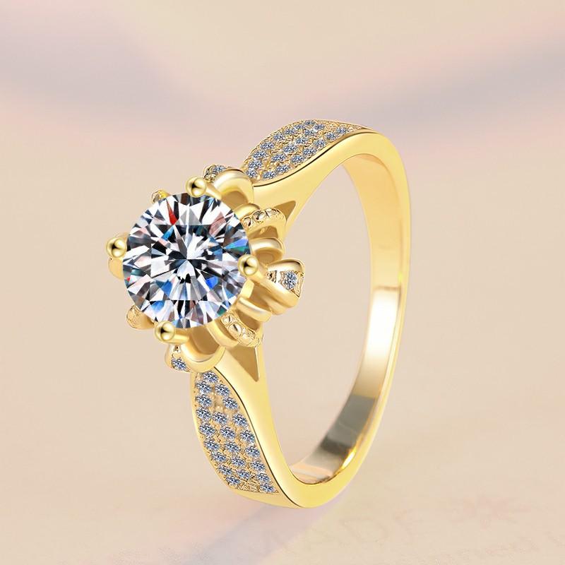 S925 Sterling Silver Rose Fountain Shaped Ring Synthetic Moissanite Ring 1Carat-273(35%)