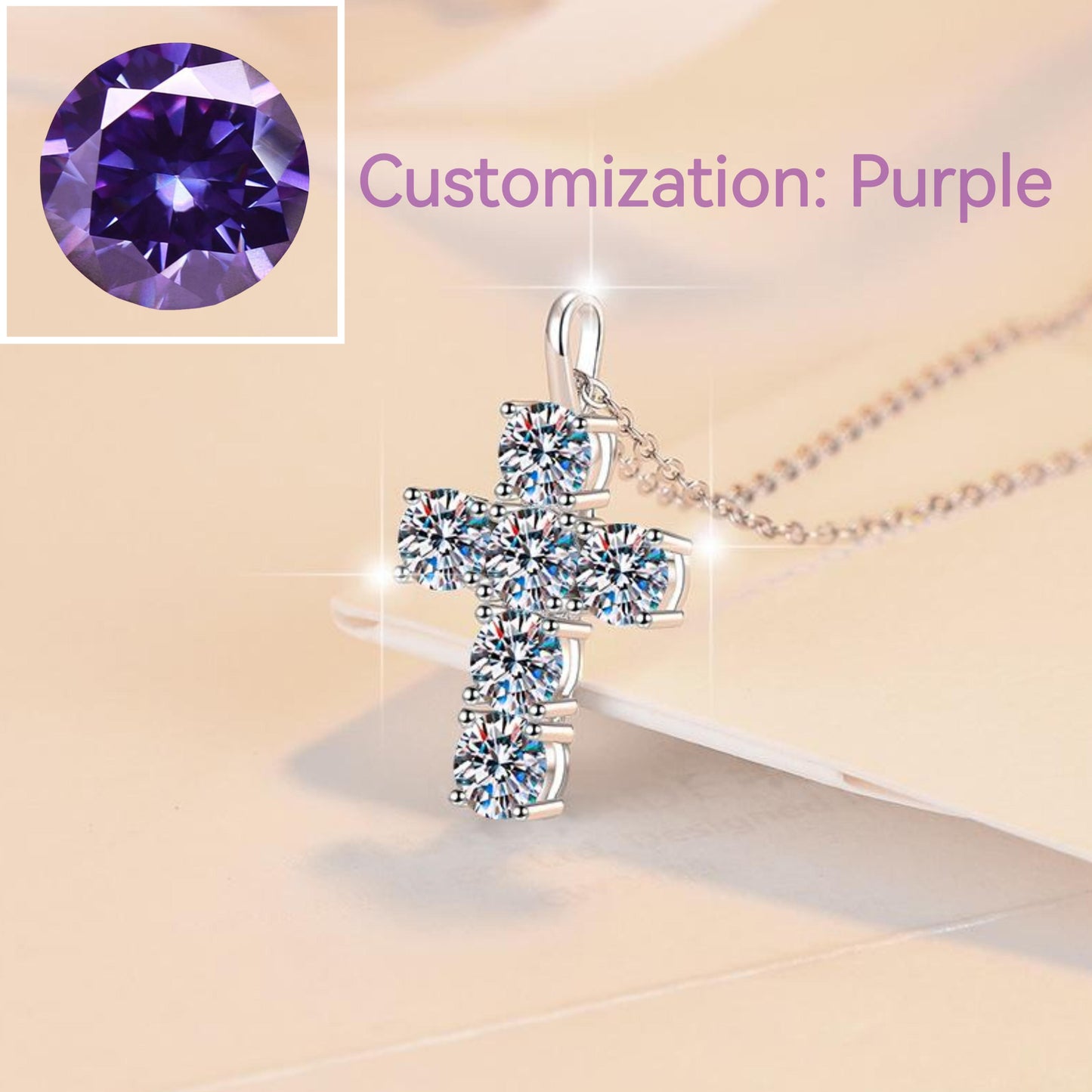 S925 Sterling Silver Synthetic Moissanite Big Cross Pendant birthday gift silver jewelry minimalist necklace pendant necklace-321(35%)