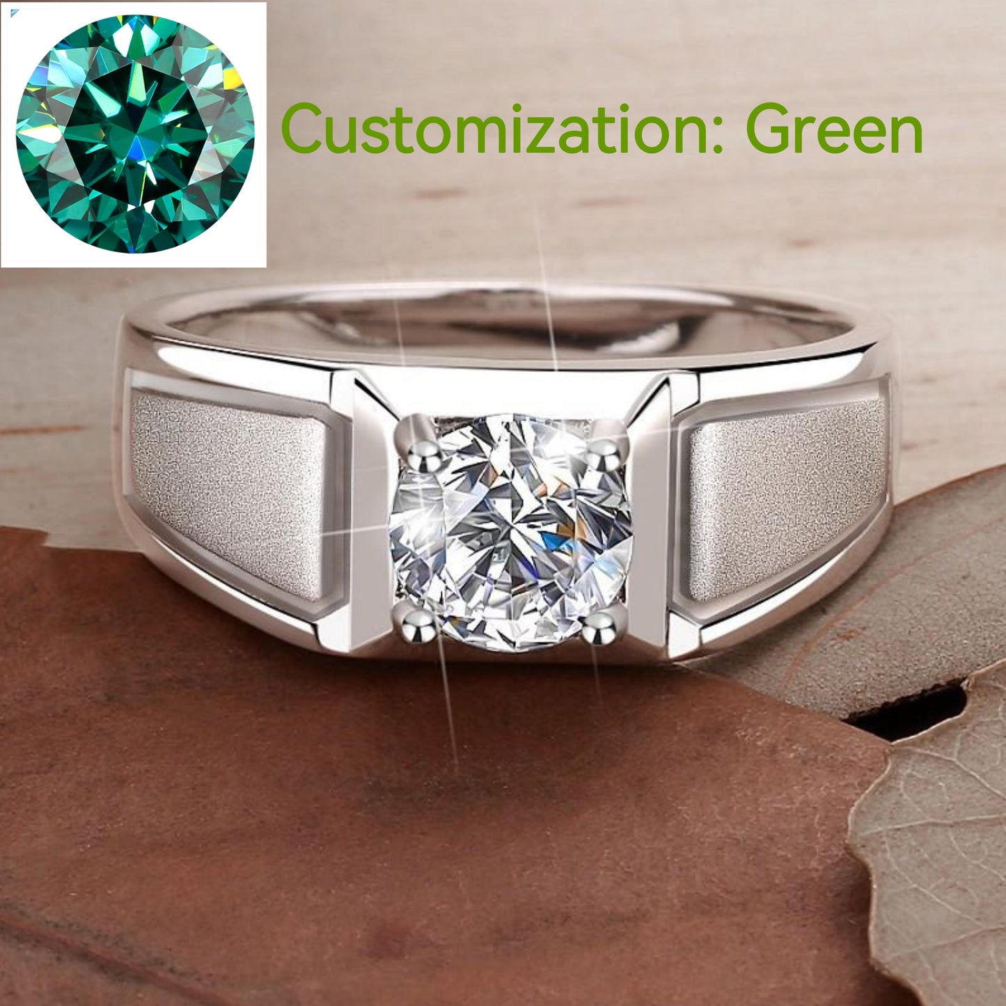 NO.154 S925 Sterling Silver Frosted Ring Crown Synthetic Moissanite fashion jewelry accessory  promise ring Springtok Men's Ring