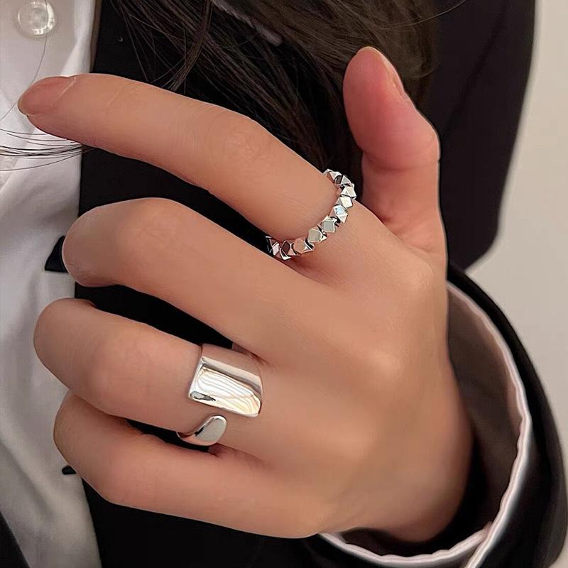 S925 Sterling Silver Irregular Geometric Ring Women's Open Ring-554(45%)