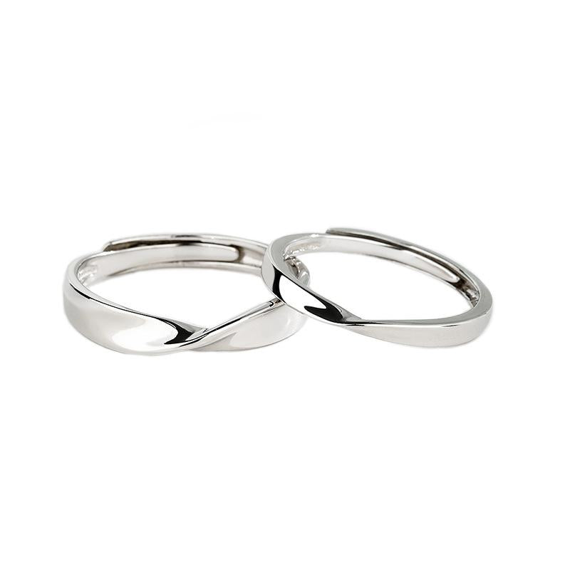 S925 Sterling Silver Mobius Ring Plain Band Couple Rings - 486 weddingring(45%)