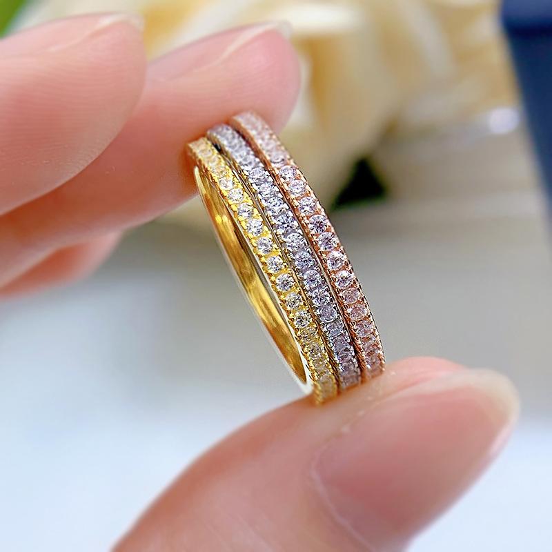 NO.091 S925 Sterling Silver Full Ring 6A Cubic Zirconia Ring fashion jewelry accessory woman girl promise ring Springtok