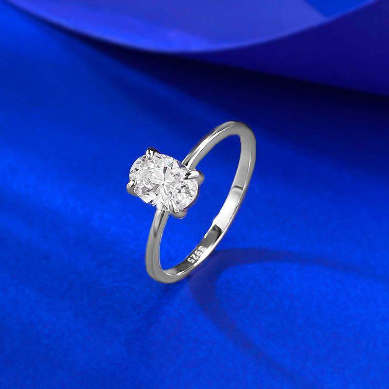 S925 Sterling Silver Oval Cut Ring 5*7mm 6A Cubic Zirconia Ring-573(35%)