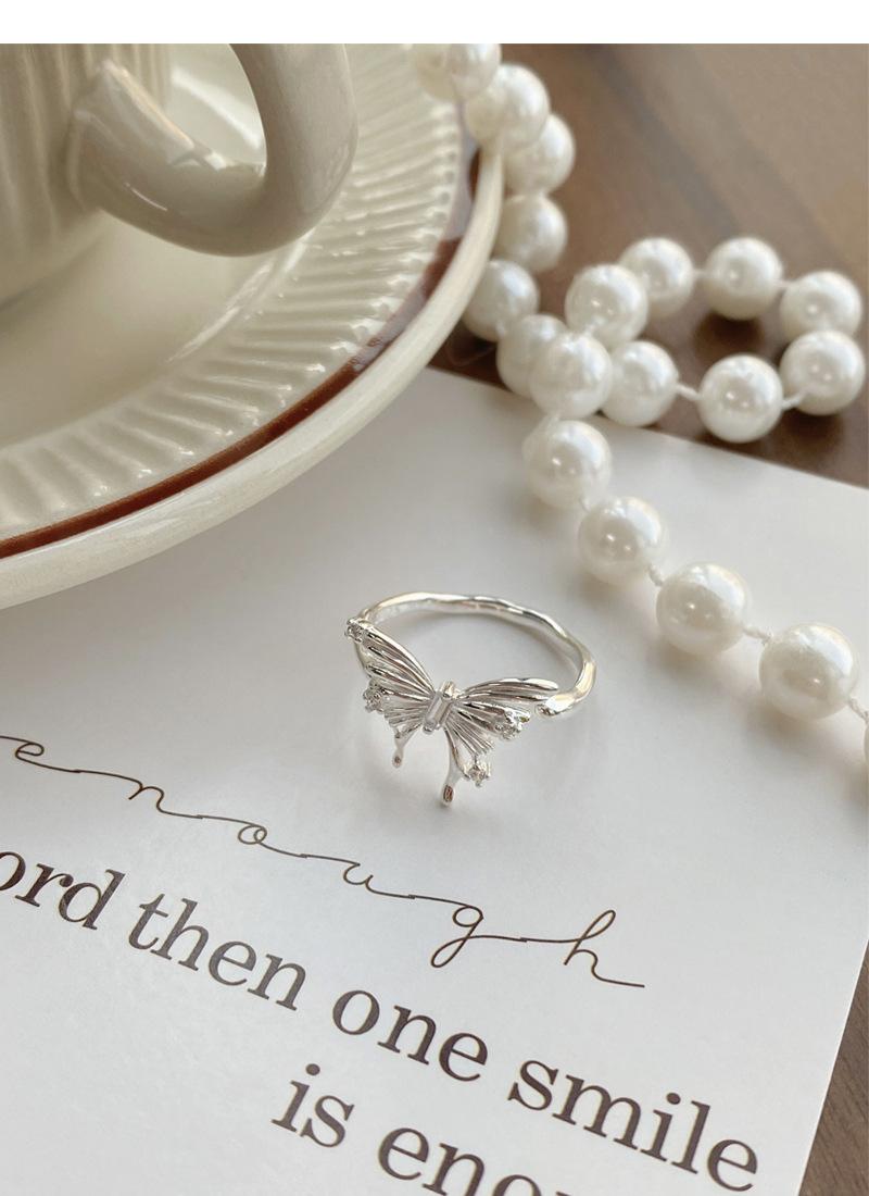 925 Sterling Silver Irregular Three-Dimensional Butterfly Ring for Women Open Ring -523(45%)