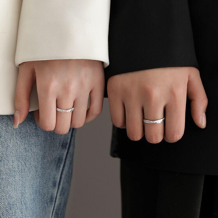 S925 Sterling Silver Cross Line Couple Ring-631 weddingring(45%)
