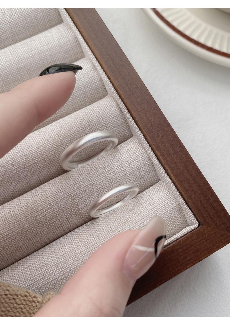 S925 Sterling Silver Vintage Matte Frosted Plain Band Couple Rings Wedding ring- 477(45%)