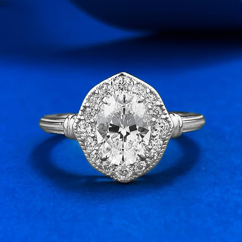 S925 Sterling Silver Oval Pigeon Egg 6*8mm 6A Cubic Zirconia Ring-420(25%)