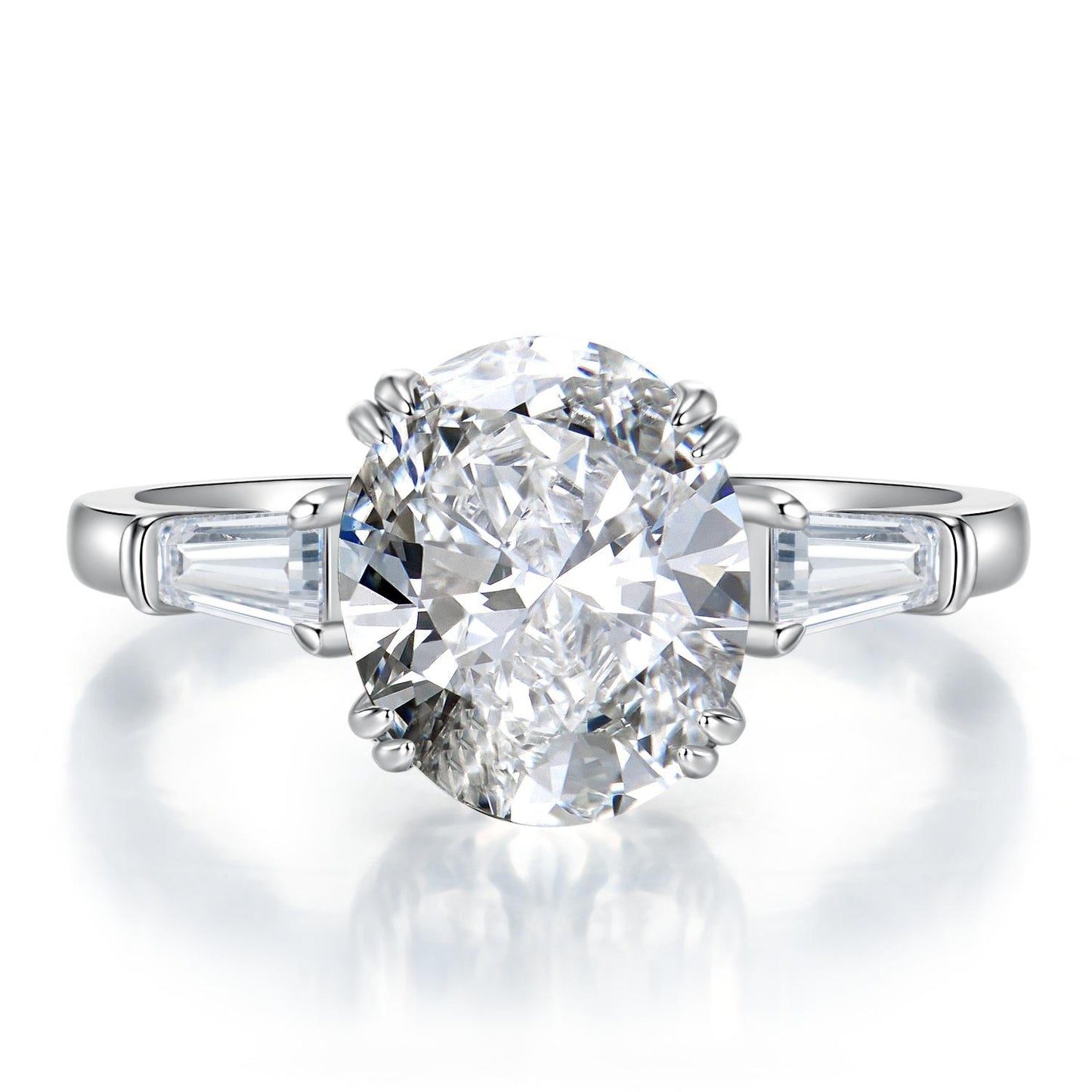 S925 Sterling Silver Ice Flower Cut Oval Four Claws High Carbon Ring 9*11mm 8A Cubic Zirconia Ring-461(25%)