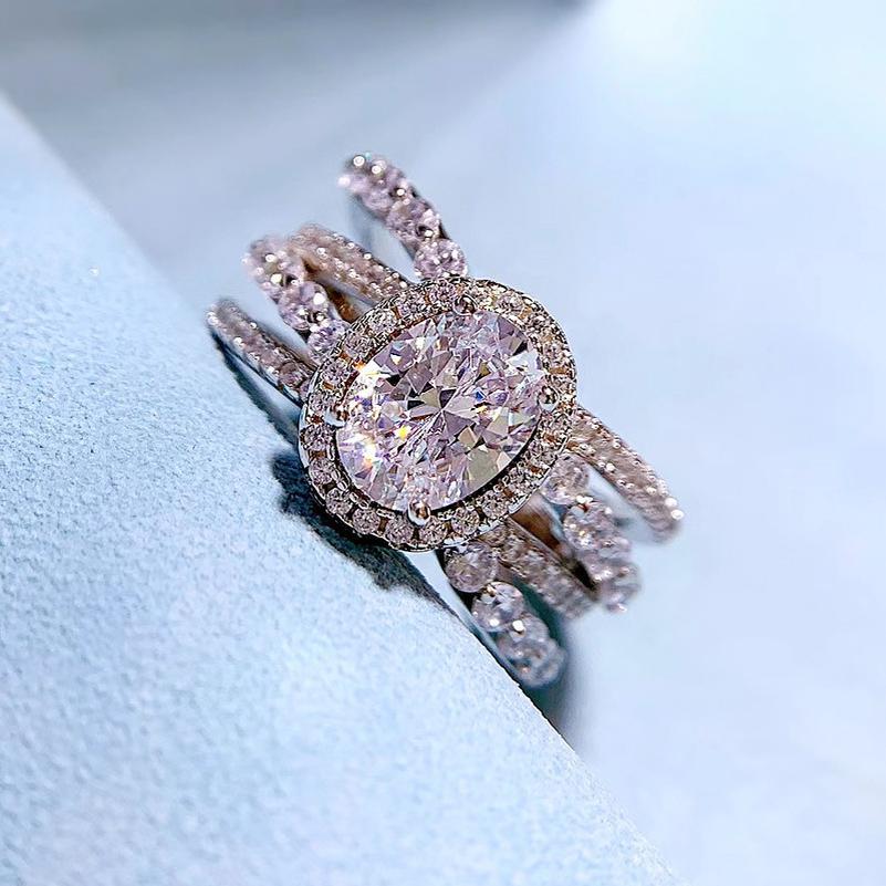 S925 sterling silver oval cut oval ring 6*8mm 6A cubic zirconia ring fashion jewelry accessory woman Girl promise ring-159 (35%)