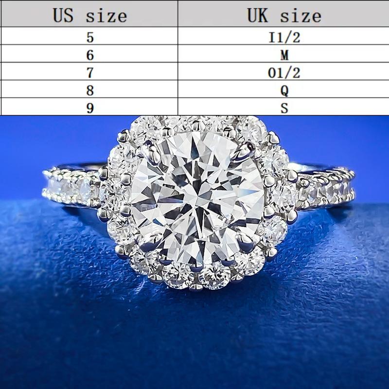 S925 Sterling Silver round Cut round Ring 8 * 8mm 6A Cubic Zirconia Ring fashion jewelry accessory woman girl promise ring Springtok-189(35%)