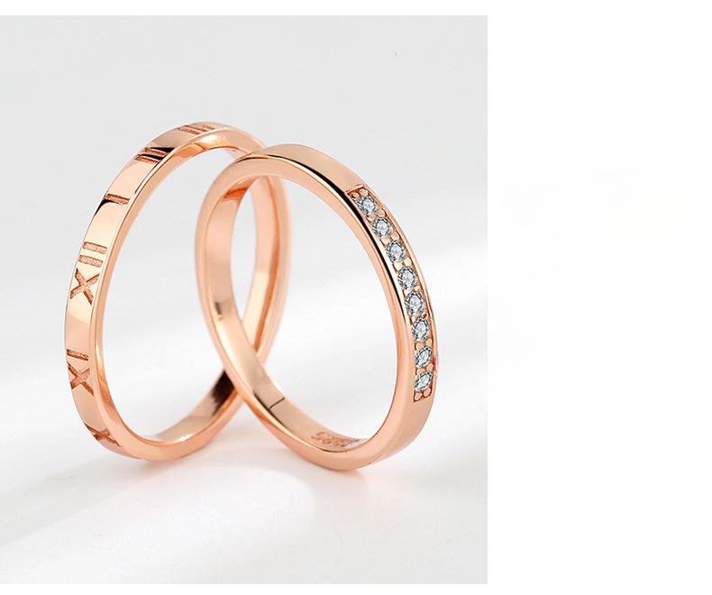 S925 Sterling Silver Vintage Roman Numeral Couple Ring-482 weddingring(45%)