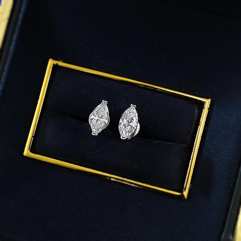 S925 Sterling Silver Marquise Ear Stud 4*8mm 6A Cubic Zirconia Earring Daily Life Earrings-616(35%)