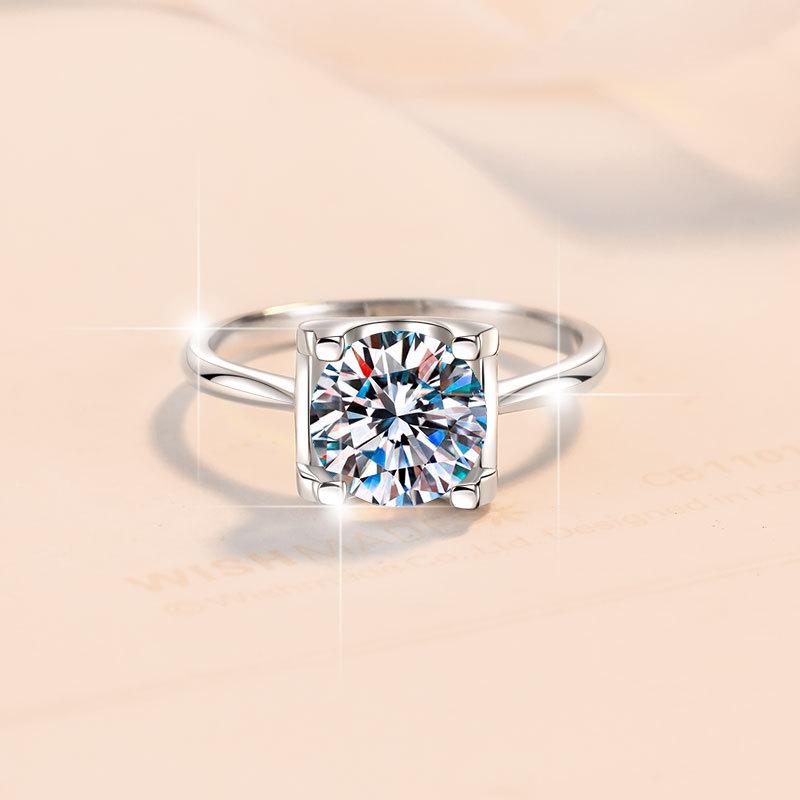 S925 Sterling Silver Square Oval Ring Synthetic Moissanite Ring-472(35%)