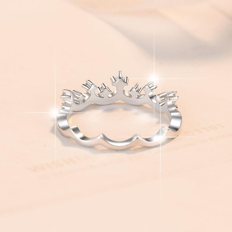 S925 Sterling Silver Twin Crown Ring Synthetic Moissanite Ring fashion jewelry accessory woman girl promise ring-252(35%)