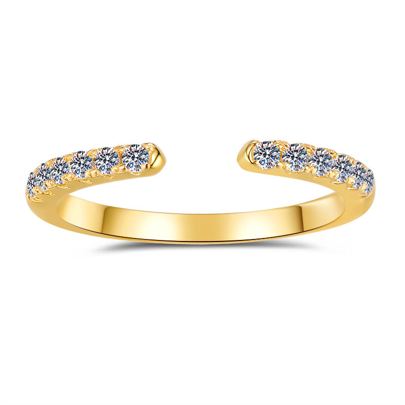 S925 Sterling Silver Adjustable Open Stackable Moissanite Ring-582(35%)