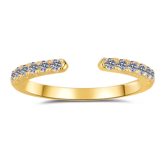 S925 Sterling Silver Adjustable Open Stackable Moissanite Ring-582(35%)