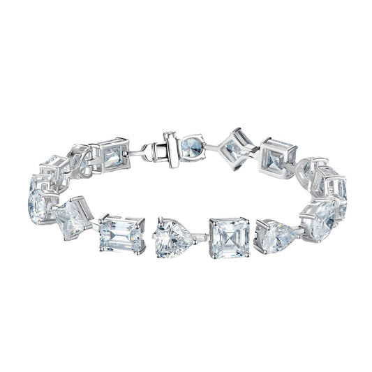 S925 Sterling Silver Full Irregular Square/Heart/Rectangular/Oval 8A Cubic Zirconia Bracelet-303(15%)