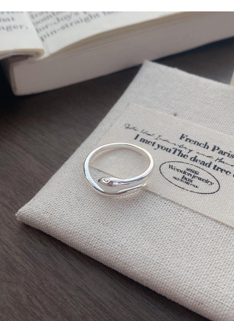 S925 Sterling Silver Snake Simple Shape Ring for Women - 503(45%)