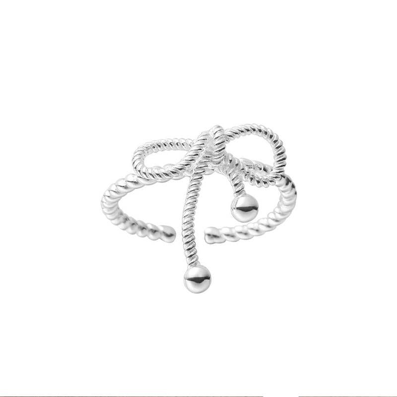 S925 Sterling Silver Bowknot Braided Open Ring for Women - 518(45%)