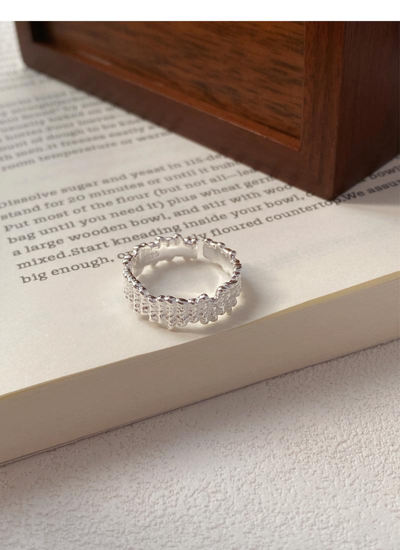 S925 Sterling Silver Irregular Texture Ring Women's Open Ring-488(45%)