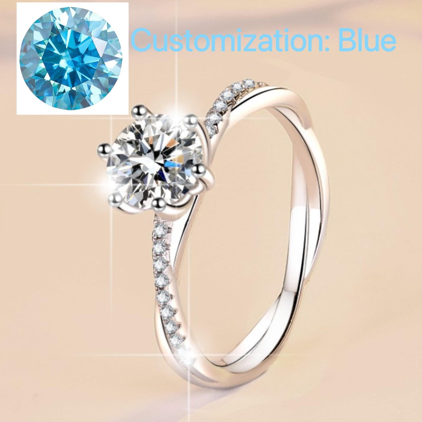 73. S925 Sterling Silver Love Interwoven Ring Synthetic Moissanite Ring