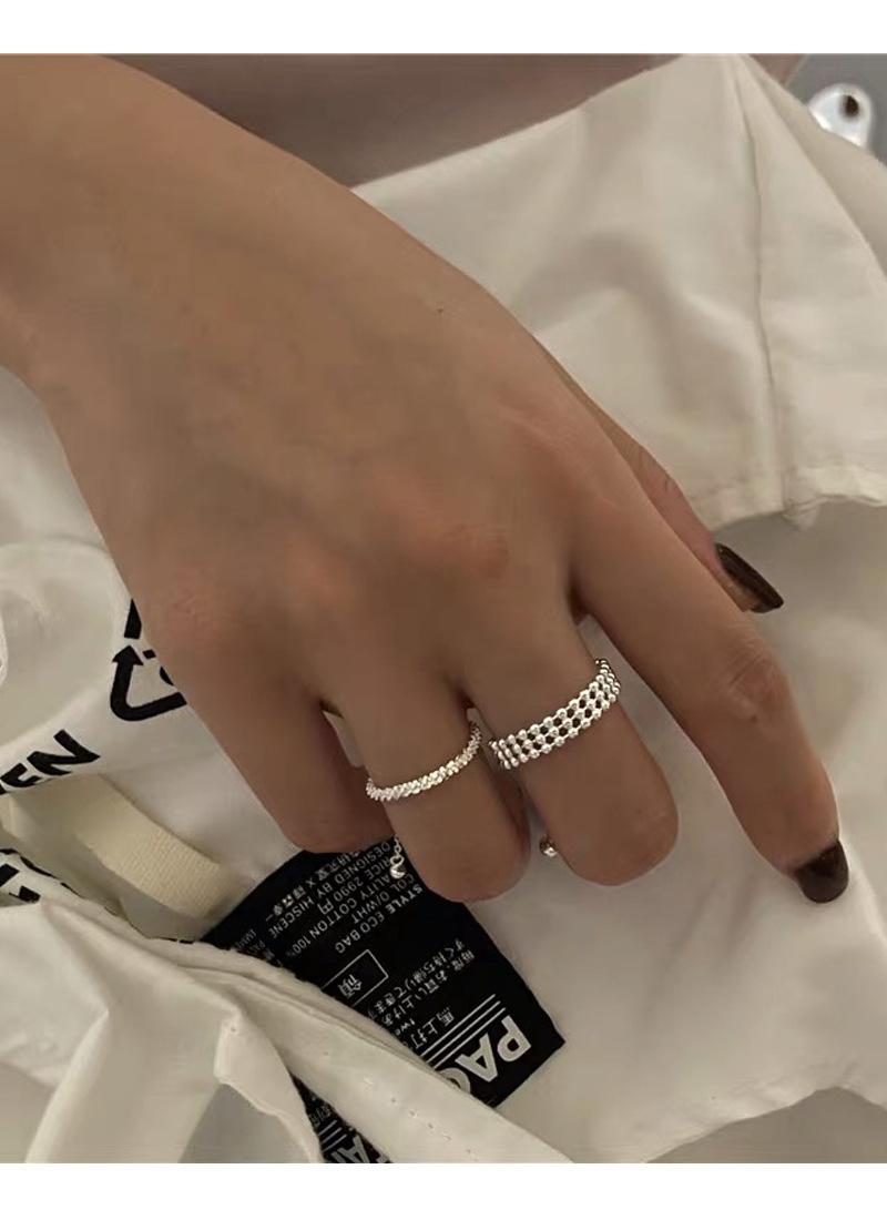 S925 Sterling Silver Sparkling Plain Band Stackable Ring for Women - 504(45%)