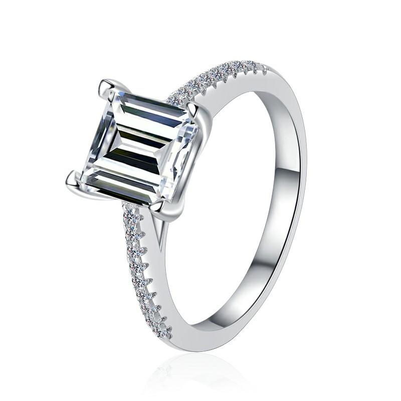 NO.135 S925 Sterling Silver Princess Ring Synthetic Moissanite Ring fashion jewelry accessory woman girl promise ring Springtok