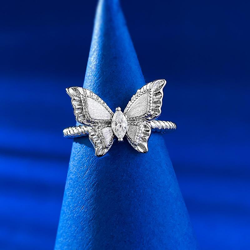 S925 Sterling Silver Brushed Dream Butterfly Ring fashion jewelry accessory woman girl promise ring Springtok-293(35%)