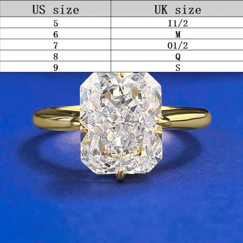 S925 Sterling Silver Ice Flower Cut Square Ring 8*10mm 8A Cubic Zirconia Ring fashion jewelry accessory woman girl promise ring-378(35%)