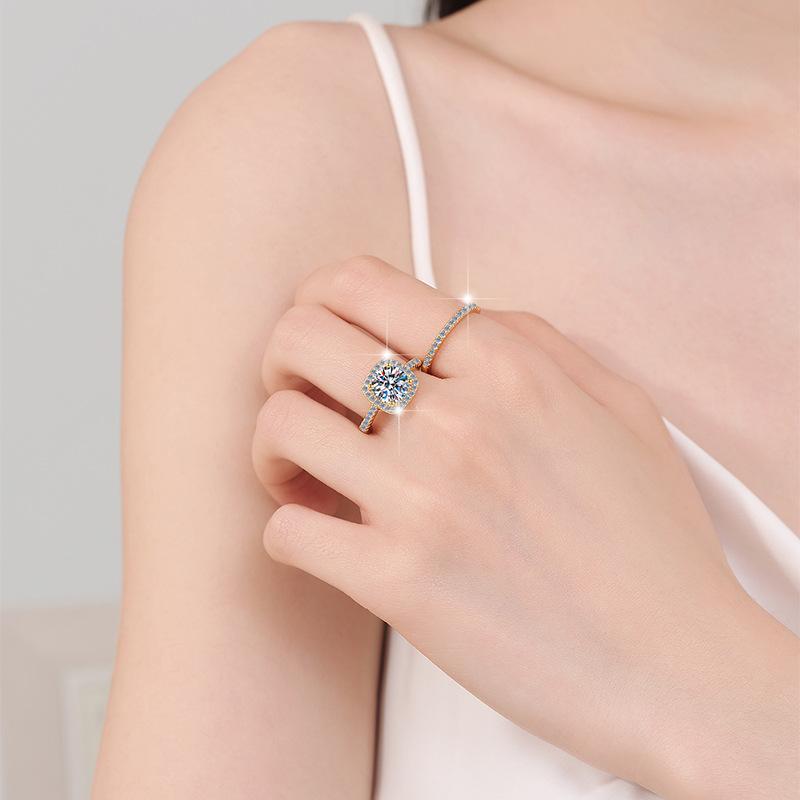 S925 Sterling Silver One-word Row Band Ring Synthetic Moissanite Ring-566(35%)