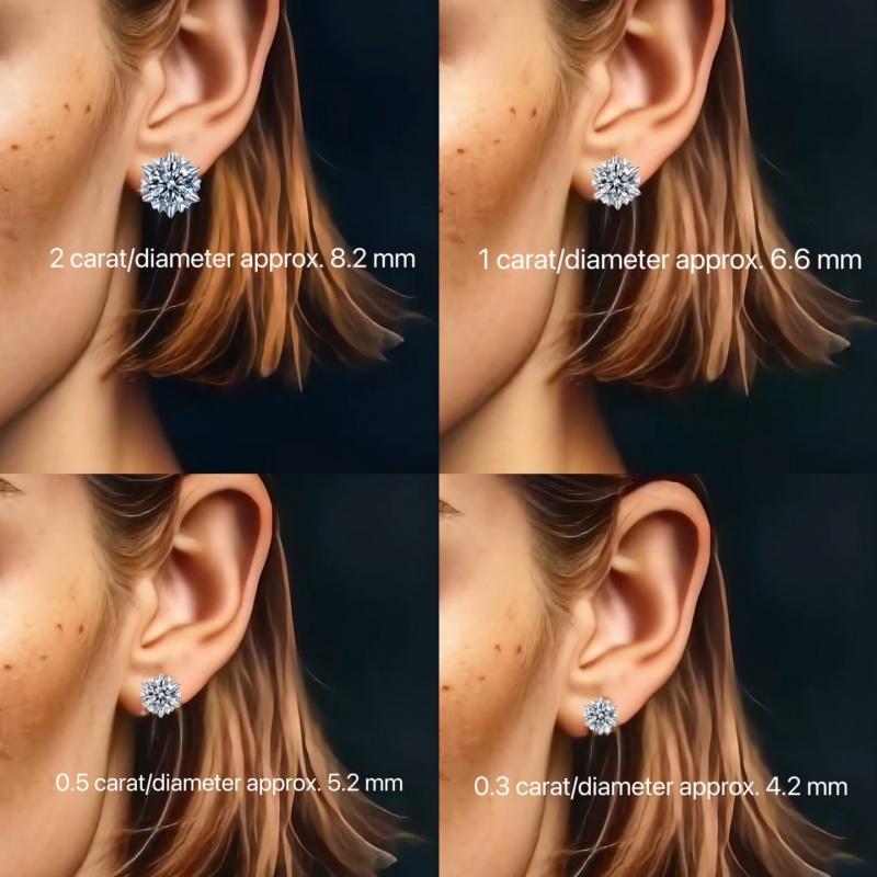 S925 Sterling Silver High Grade Certified Synthetic Moissanite Snowflake Ear Stud E Cut VVS1 Clarity D Color Daily Life Earrings(35%)-602