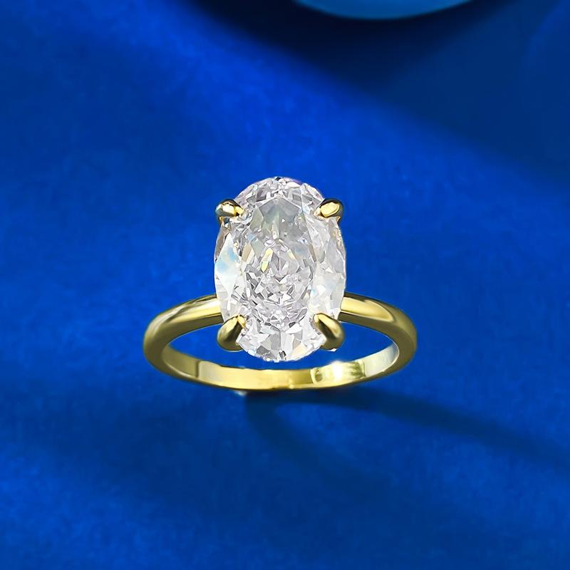 S925 sterling silver oval cut pigeon egg Ring 8*12mm 8A cubic zirconia ring-231(35%)